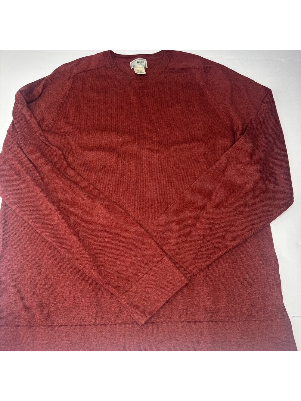LL Bean Cotton Cashmere x Crewneck Sweater Mens Large Preppy Rust Red Outdoors